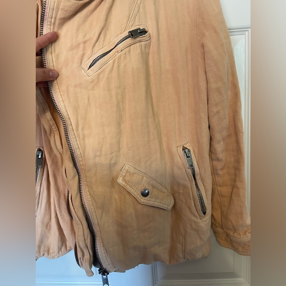 Free People Hooded Dual Placket Linen Blend Moto Beachy Jacket - Picture 3 of 8